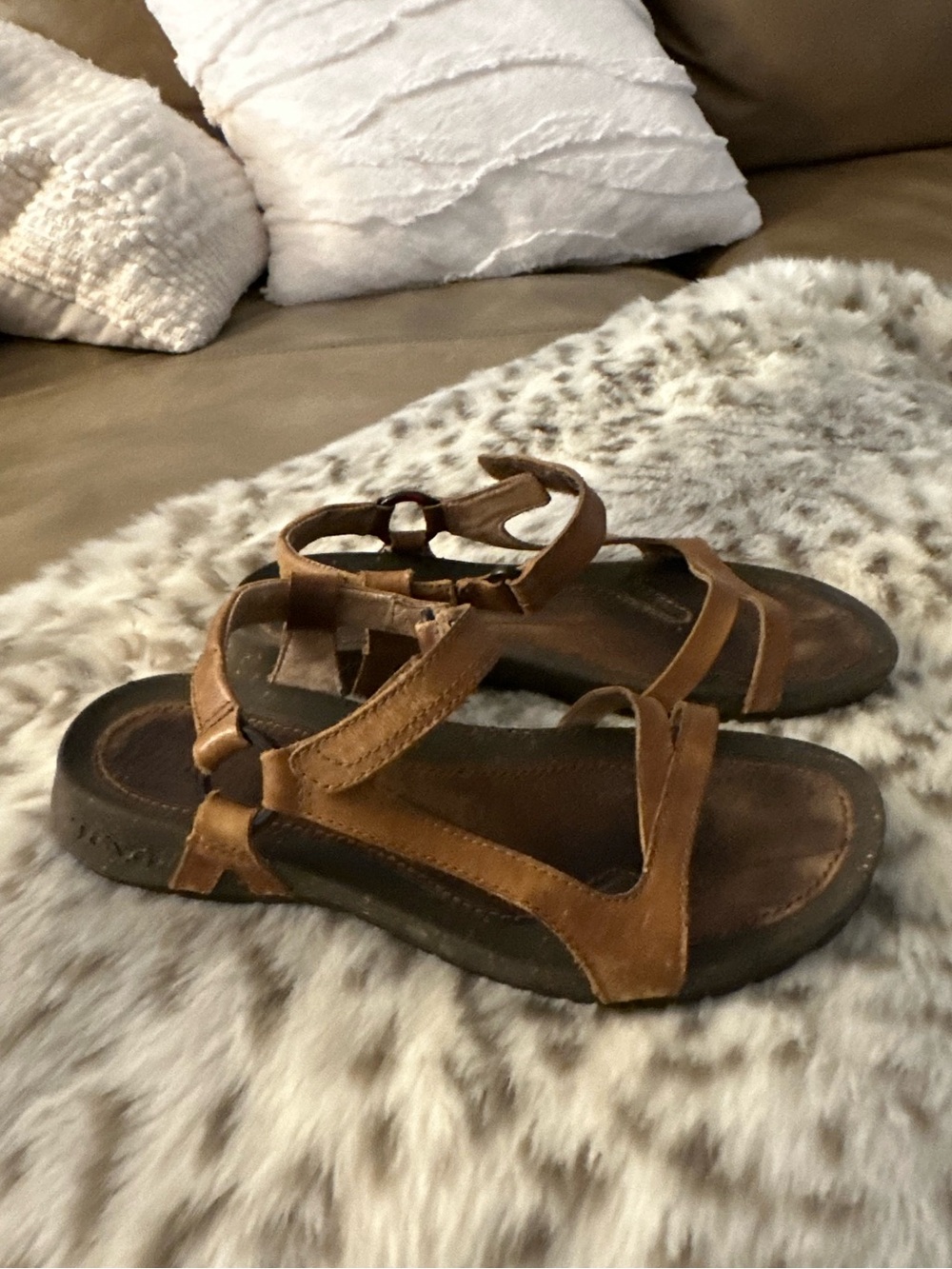 Teva Women's Brown Leather Strappy Comfort Sandals